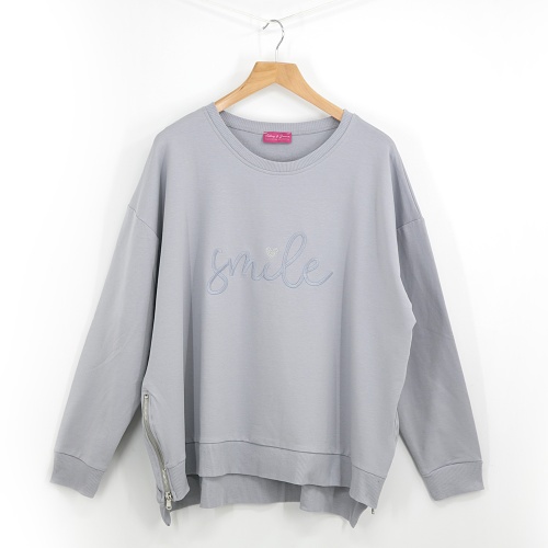 ''Smile'' Embroidered Logo Sweatshirt Silver Grey by Tilley & Grace